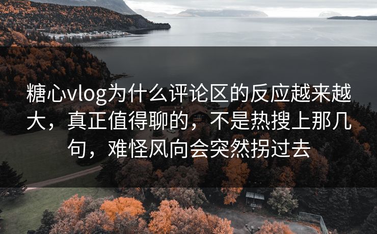 糖心vlog为什么评论区的反应越来越大，真正值得聊的，不是热搜上那几句，难怪风向会突然拐过去