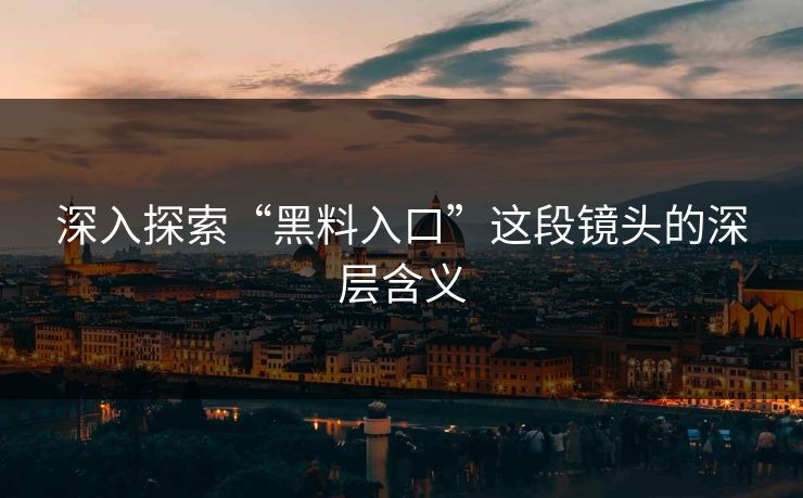 深入探索“黑料入口”这段镜头的深层含义