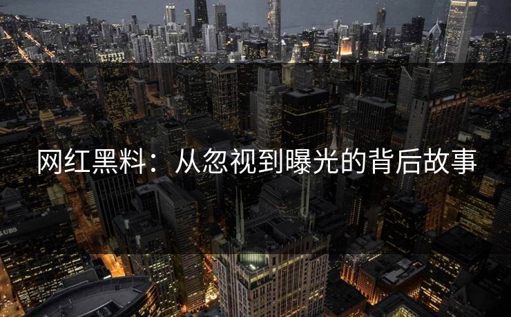 网红黑料：从忽视到曝光的背后故事