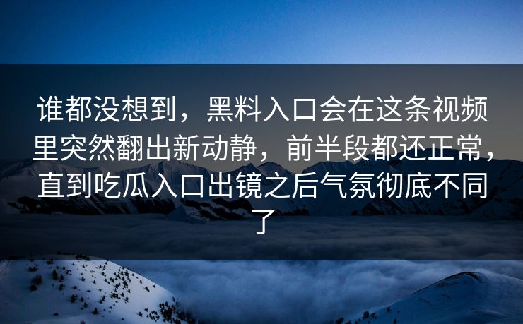 谁都没想到，黑料入口会在这条视频里突然翻出新动静，前半段都还正常，直到吃瓜入口出镜之后气氛彻底不同了