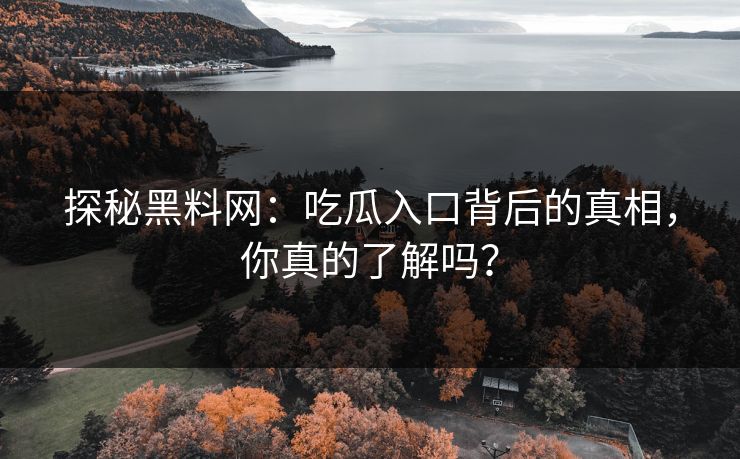 探秘黑料网：吃瓜入口背后的真相，你真的了解吗？