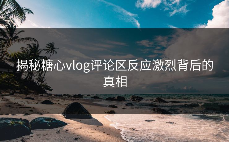 揭秘糖心vlog评论区反应激烈背后的真相