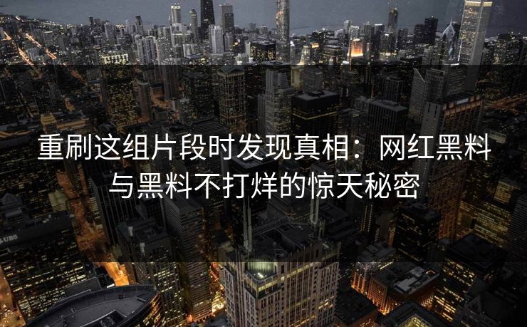 重刷这组片段时发现真相：网红黑料与黑料不打烊的惊天秘密