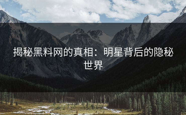 揭秘黑料网的真相：明星背后的隐秘世界