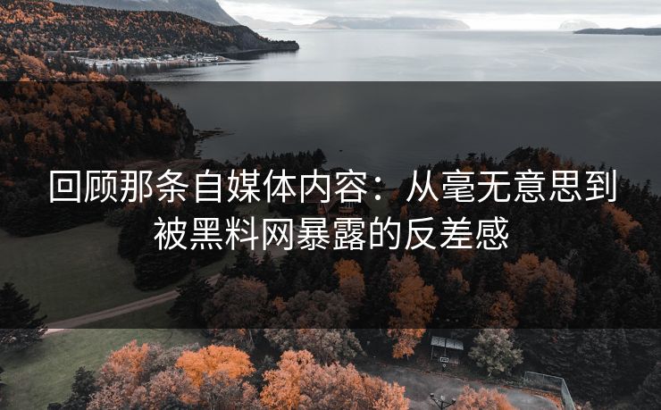 回顾那条自媒体内容：从毫无意思到被黑料网暴露的反差感