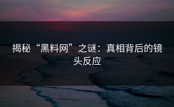 揭秘“黑料网”之谜：真相背后的镜头反应
