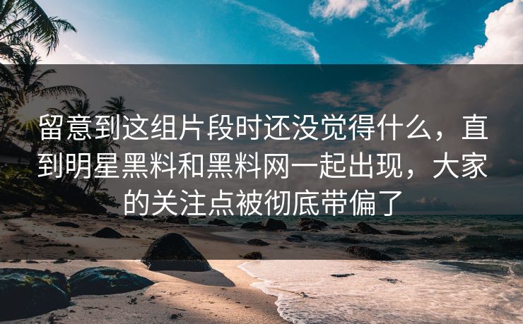 留意到这组片段时还没觉得什么，直到明星黑料和黑料网一起出现，大家的关注点被彻底带偏了