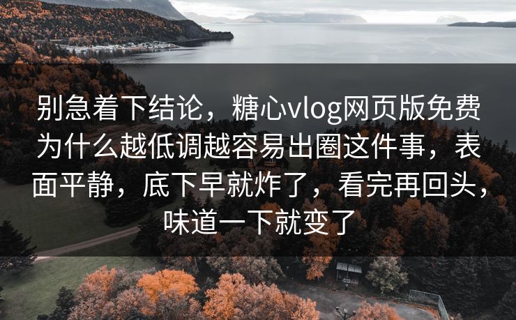 别急着下结论，糖心vlog网页版免费为什么越低调越容易出圈这件事，表面平静，底下早就炸了，看完再回头，味道一下就变了