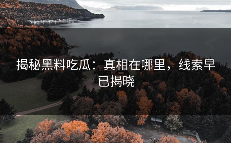 揭秘黑料吃瓜：真相在哪里，线索早已揭晓