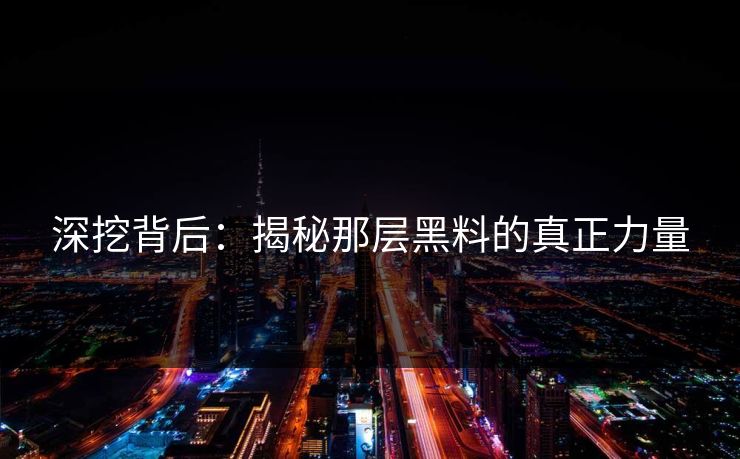 深挖背后：揭秘那层黑料的真正力量