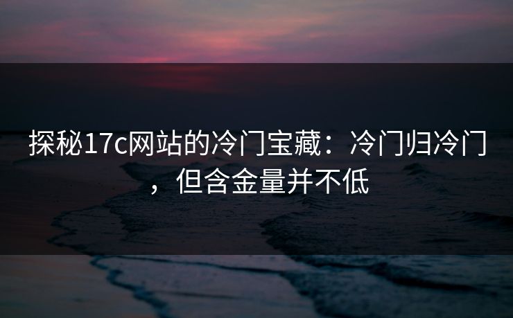 探秘17c网站的冷门宝藏：冷门归冷门，但含金量并不低