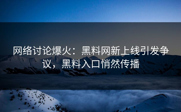 网络讨论爆火：黑料网新上线引发争议，黑料入口悄然传播